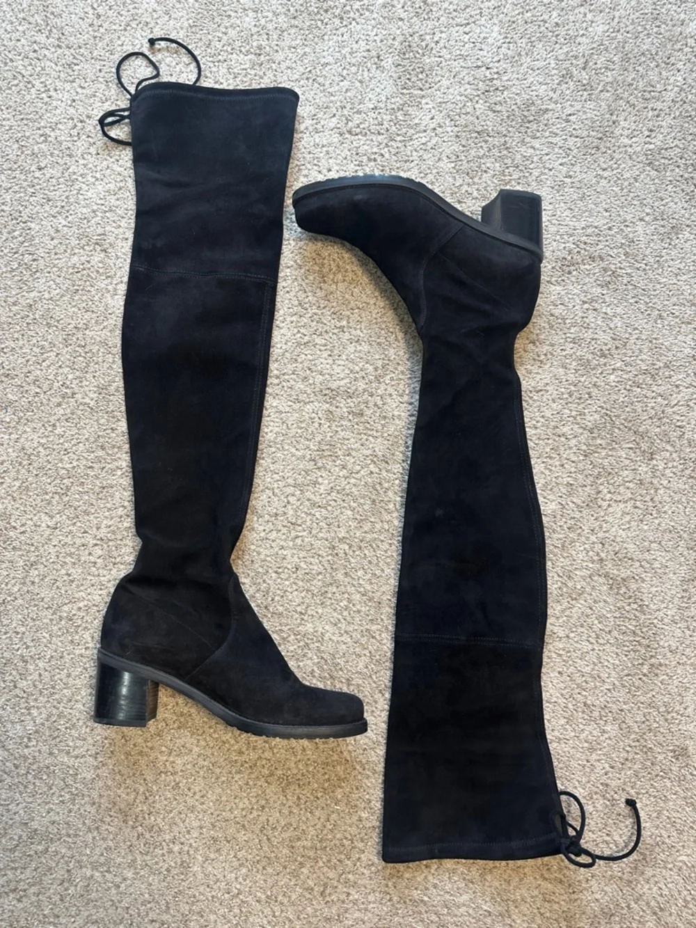 Stuart Weitzman Black Suede Midland‎ Over The Knee Boots
